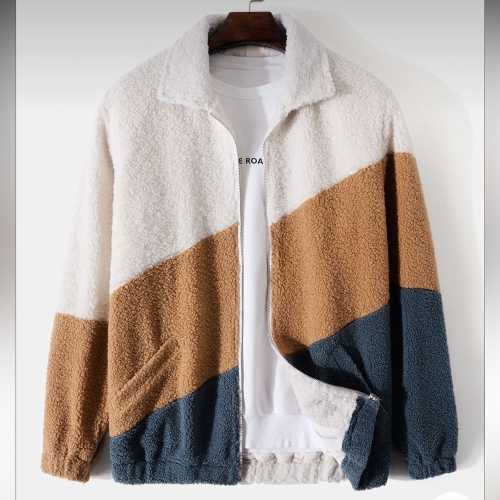 Charmkpr Diagonal Colorblock Sherpa Fleece Jacket Men's Medium NWT